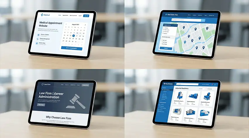 نمونه‌های طراحی سایت تخصصی برای پزشکی، املاک، وکالت و صنعت توسط اینوه.